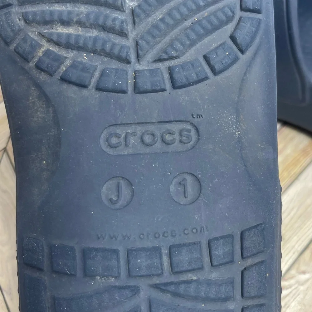 CROCS Navy iconic comfort rubber slides shoes sandals‎ size 1 kids youth sb4 - Picture 8 of 8